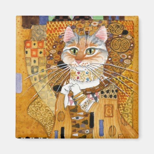 Gustav Klimt Kat in Gouden spoofmagneet Magneet (Voorkant)