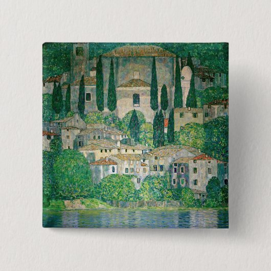 Gustav Klimt - Kerk in Cassone Vierkante Button 5,1 Cm (Voorkant)