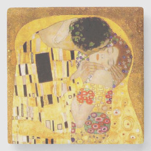 Gustav Klimt Kiss Het klassieke schilderij Stenen Onderzetter
