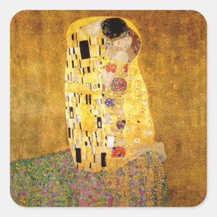 Gustav Klimt Kiss Het klassieke schilderij Vierkante Sticker