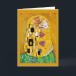 Gustav Klimt Kiss mignon chat spode carte de voeux<br><div class="desc">C'est une parodie de la peinture de Gustav Klimt connue sous le nom de "The Kiss." Parce que ma version contient des chats, elle s'intitule "Baisers de chat". Vous pouvez modifier le message à l'intérieur si vous le souhaitez, ou la couleur du cadre sur le capot. Cette image est également...</div>