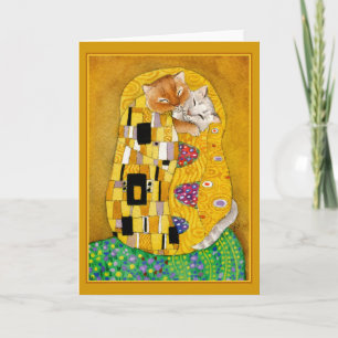 Gustav Klimt Kiss mignon chat spode carte de voeux