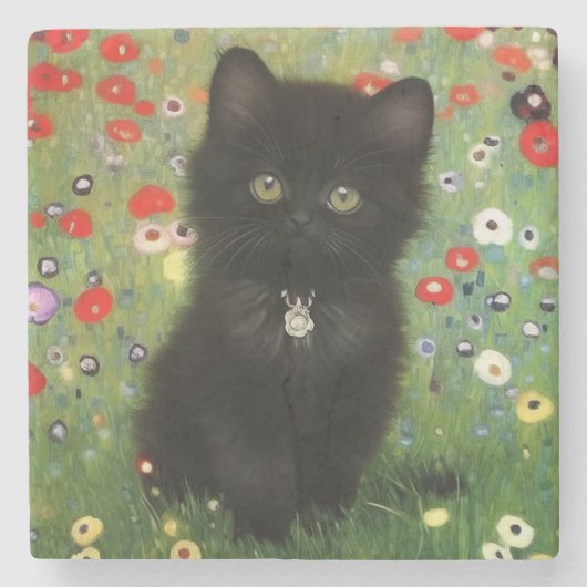 Gustav Klimt Kitten Stenen Onderzetter (Voorkant)