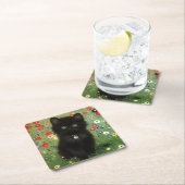 Gustav Klimt Kitten Vierkante Kartonnen Onderzetter (Insitu)