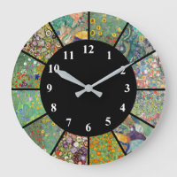Gustav Klimt Klock Blue Green Flower Patronen