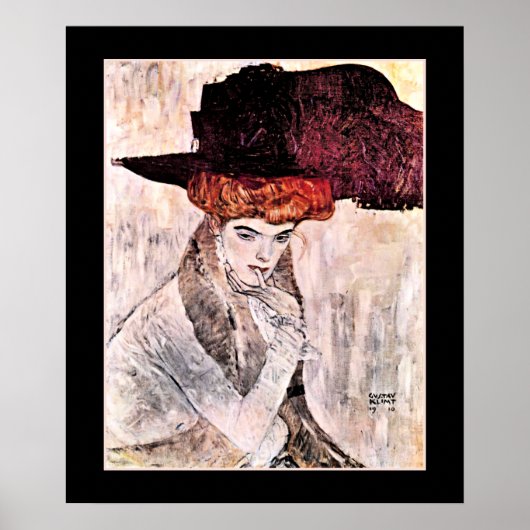 Gustav Klimt kunstwerk, Der Schwarze Hut Poster (Voorkant)