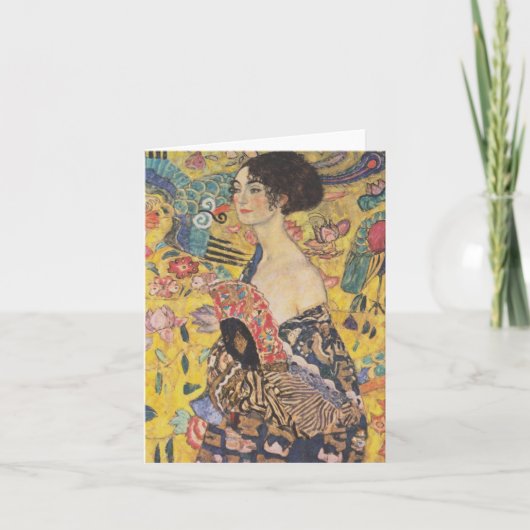 Gustav Klimt Lady Avec Carte Fan Note (Devant)