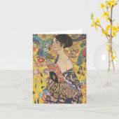 Gustav Klimt Lady Avec Carte Fan Note (Fleur jaune)