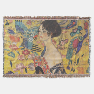 Gustav Klimt-Lady met een Fan   Deken