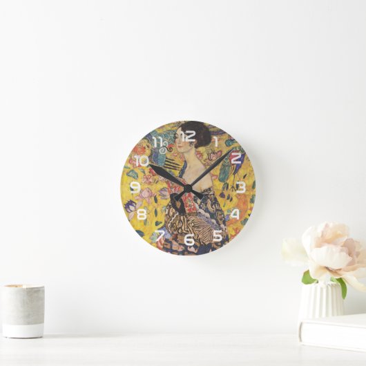 Gustav Klimt-Lady met een Fan | Ronde Klok (Huis)