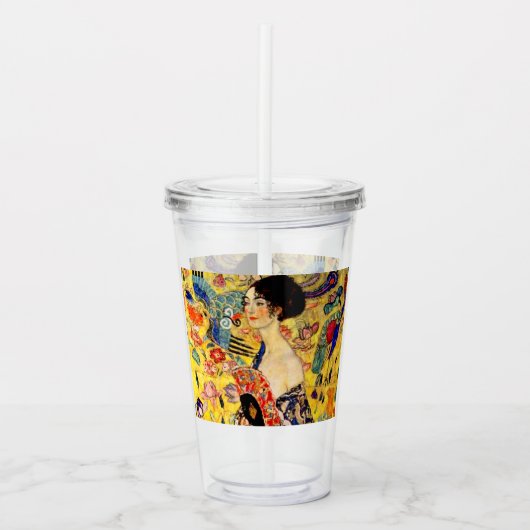 Gustav Klimt Lady met Fan Acryl Drinkbeker (Voorkant)