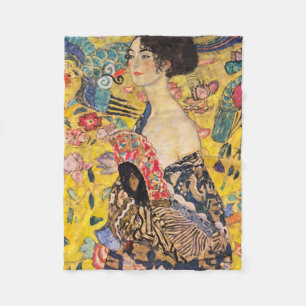 Gustav Klimt - Lady met Fan Fleece Deken