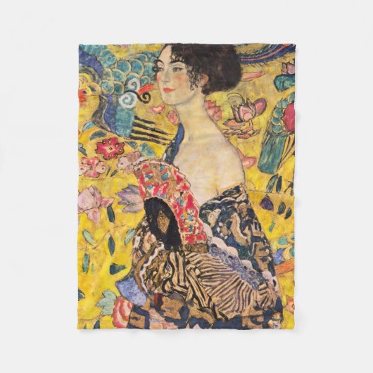 Gustav Klimt - Lady met Fan Fleece Deken (Voorkant)