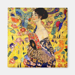Gustav Klimt Lady met Fan Magneet