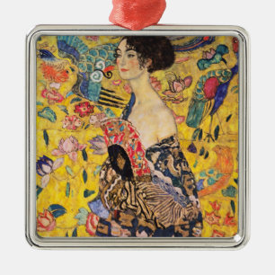 Gustav Klimt - Lady met Fan Metalen Ornament