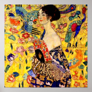 Gustav Klimt Lady met Fan Poster