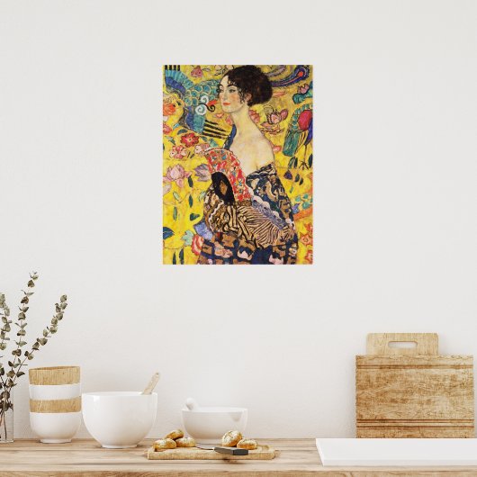 Gustav Klimt Lady met Fan Poster (Keuken)