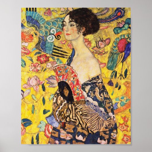 Gustav Klimt Lady met Fan Poster (Voorkant)