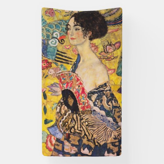 Gustav Klimt - Lady met Fan Spandoek (Verticaal)