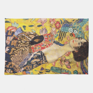 Gustav Klimt Lady met Fan Theedoek