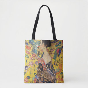 Gustav Klimt Lady met nieuwe Fan Art-indeling Draagtas