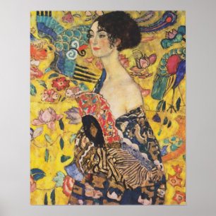 Gustav Klimt Lady met nieuwe Fan Art-indeling Poster