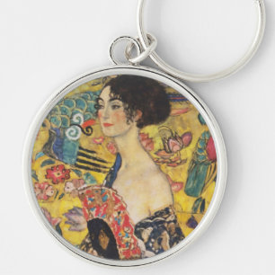 Gustav Klimt Lady met nieuwe Fan Art-indeling Sleutelhanger
