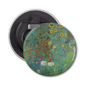 Gustav Klimt - Landentuin met zonnebloemen Button Flesopener (Voorkant)