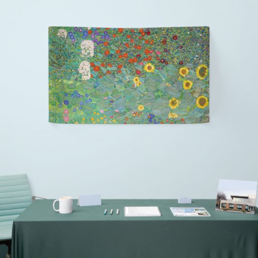 Gustav Klimt - Landentuin met zonnebloemen Spandoek (Beurs)
