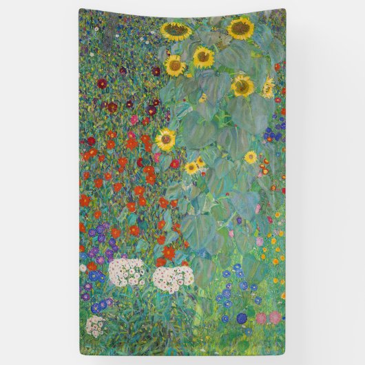 Gustav Klimt - Landentuin met zonnebloemen Spandoek (Verticaal)