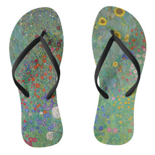 Gustav Klimt - Landentuin met zonnebloemen Teenslippers
