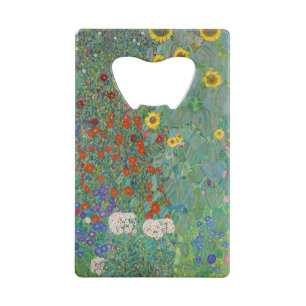 Gustav Klimt - Landtuin met zonnebloemen Kredietkaart Flessenopener