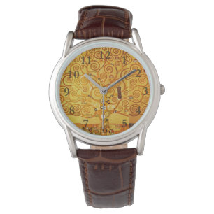 Gustav Klimt Levensboom: Art Nouveau Symbolist Horloge
