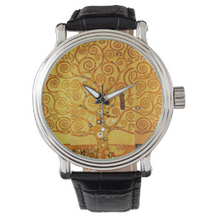Gustav Klimt Levensboom: Art Nouveau Symbolist Horloge