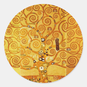 Gustav Klimt Levensboom: Art Nouveau Symbolist Ronde Sticker