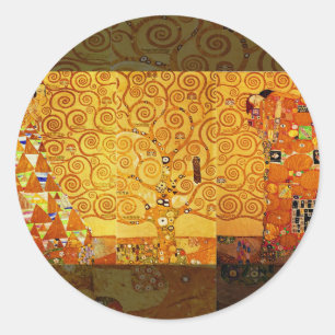 Gustav Klimt Levensboom: Art Nouveau Symbolist Ronde Sticker