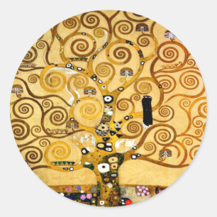 Gustav Klimt Levensboom: Art Nouveau Symbolist Ronde Sticker