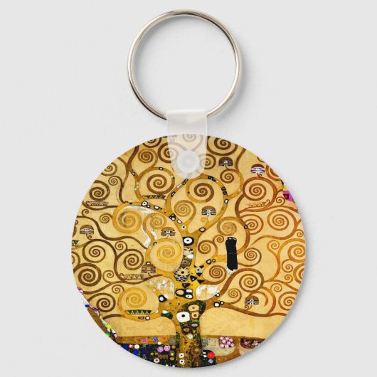 Gustav Klimt Levensboom: Art Nouveau Symbolist Sleutelhanger (Voorkant)