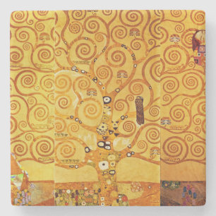Gustav Klimt Levensboom: Art Nouveau Symbolist Stenen Onderzetter