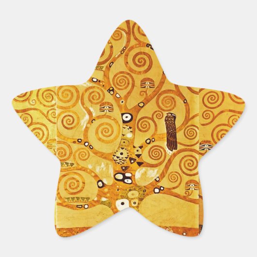 Gustav Klimt Levensboom: Art Nouveau Symbolist Ster Sticker (Voorkant)