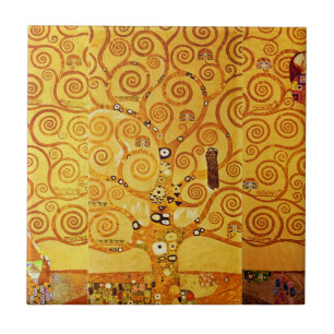 Gustav Klimt Levensboom: Art Nouveau Symbolist Tegeltje