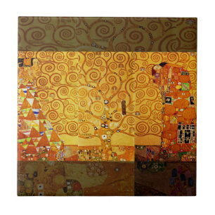 Gustav Klimt Levensboom: Art Nouveau Symbolist Tegeltje
