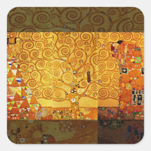 Gustav Klimt Levensboom: Art Nouveau Symbolist Vierkante Sticker