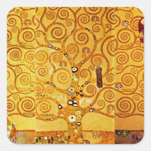 Gustav Klimt Levensboom: Art Nouveau Symbolist Vierkante Sticker
