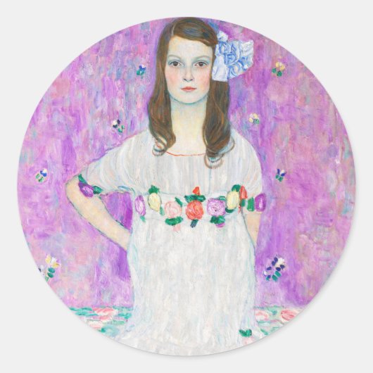 GUSTAV KLIMT "MADA PRIMAVESI" ROUND ENVELOPE SEAL RONDE STICKER (Voorkant)