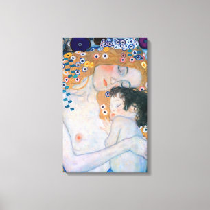 Gustav Klimt - Moeder en kind Canvas Afdruk