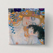 Gustav Klimt - Moeder en kind Vierkante Button 5,1 Cm (Voorkant)