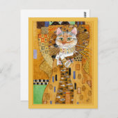 Gustav Klimt or mignon chat spocard carte postale (Devant / Derrière)