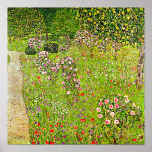 Gustav Klimt Orchard met Rozen Poster
