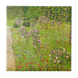Gustav Klimt Orchard met Rozen Tegeltje